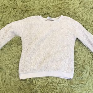 white/tan fuzzy sweater
